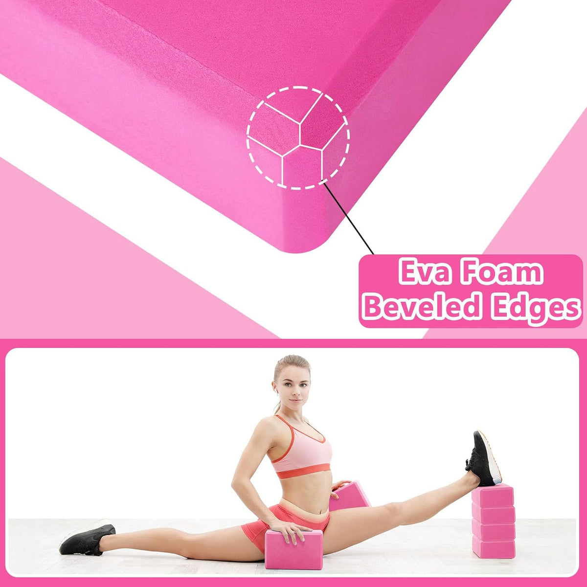 20 Pcs Yoga Blocks Bulk 9''x6''x3'' High Density EVA Foam Blocks for Exercise Pilates Meditation, Lightweight Non-slip Surface, Improve Strength Balance Flexibility