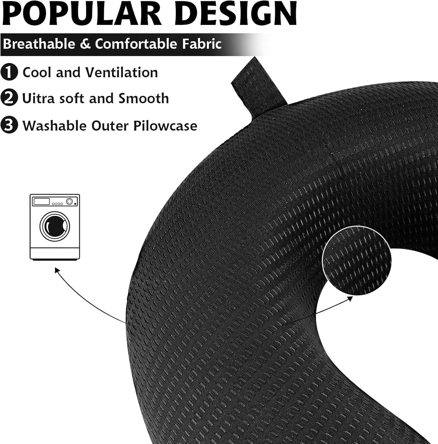 Neck Pillow Replacement Cover Travel U Neck Pillow Case Cover Travel Neck Pillow Cover Pillow, 13.39‘’ U Shaped Neck Pillow Washable Cover, Airplane Pillow Cover (Only Pillow Covers, no Filler)