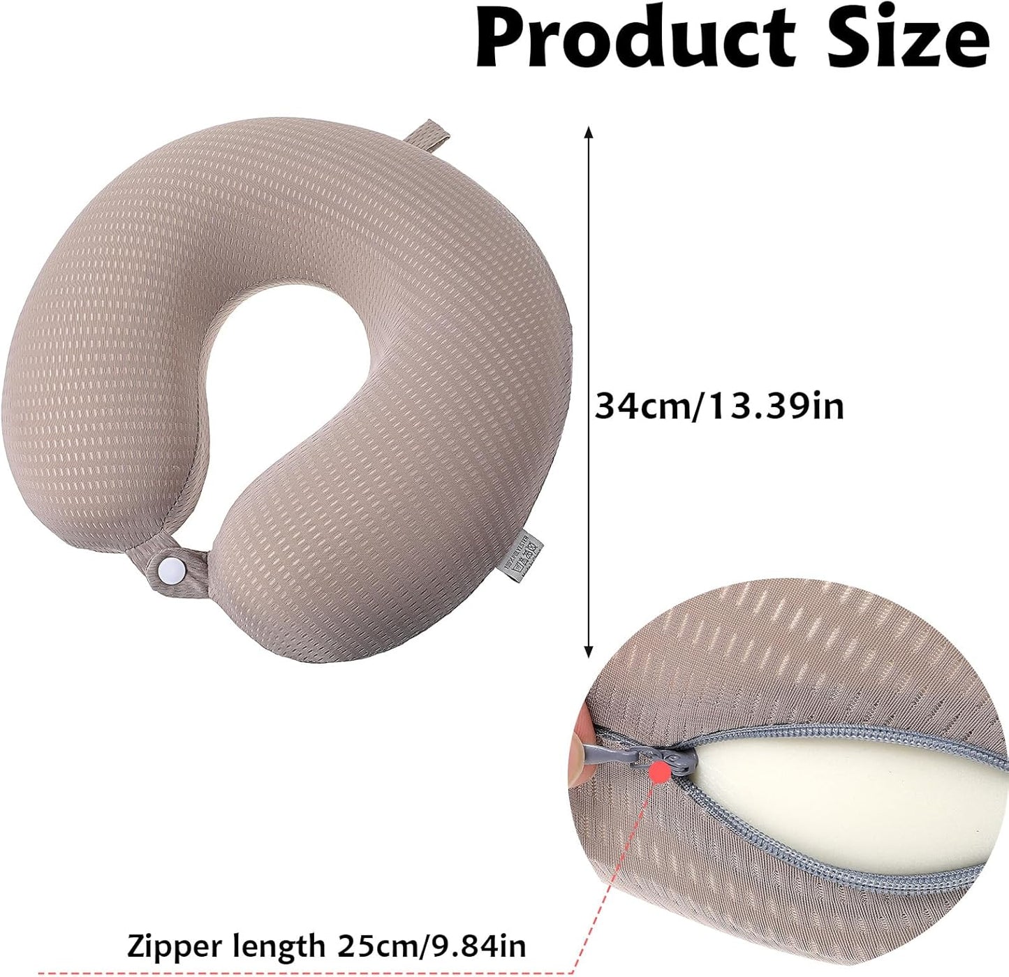 Neck Pillow Replacement Cover Travel U Neck Pillow Case Cover Travel Neck Pillow Cover Pillow, 13.39‘’ U Shaped Neck Pillow Washable Cover, Airplane Pillow Cover (Only Pillow Covers, no Filler)
