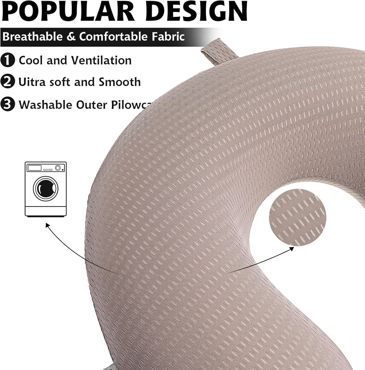 Neck Pillow Replacement Cover Travel U Neck Pillow Case Cover Travel Neck Pillow Cover Pillow, 13.39‘’ U Shaped Neck Pillow Washable Cover, Airplane Pillow Cover (Only Pillow Covers, no Filler)