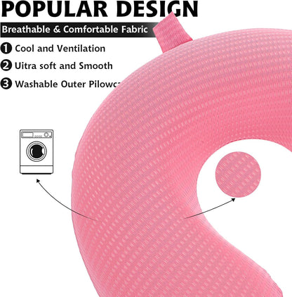 Neck Pillow Replacement Cover Travel U Neck Pillow Case Cover Travel Neck Pillow Cover Pillow, 13.39‘’ U Shaped Neck Pillow Washable Cover, Airplane Pillow Cover (Only Pillow Covers, no Filler)