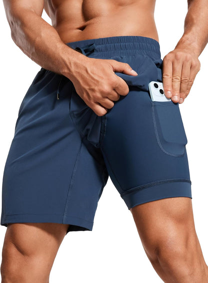 2 in 1 Running Shorts 7" | Lightweight, Quick Dry, Workout, Pockets, for Men