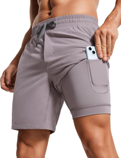 2 in 1 Running Shorts 7" | Lightweight, Quick Dry, Workout, Pockets, for Men