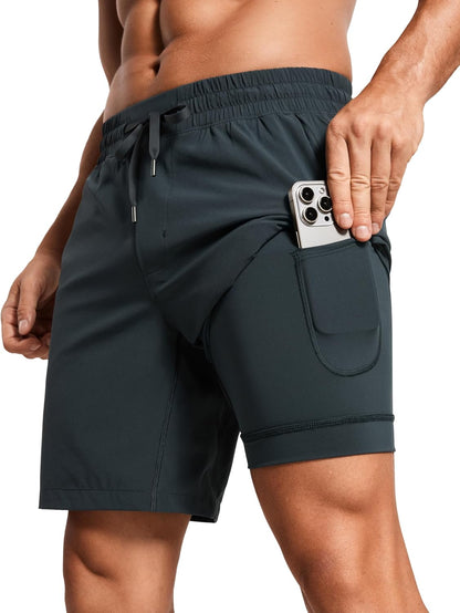 2 in 1 Running Shorts 7" | Lightweight, Quick Dry, Workout, Pockets, for Men