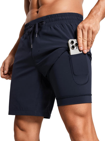 2 in 1 Running Shorts 7" | Lightweight, Quick Dry, Workout, Pockets, for Men