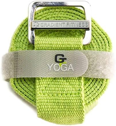 Yoga Strap, Friction-Less Easy-Feed Buckle, Super Soft Cotton/Polyester Blend Webbing, Free eGuide. (8 Feet)