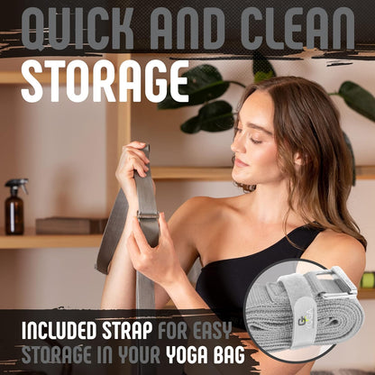 Yoga Strap, Friction-Less Easy-Feed Buckle, Super Soft Cotton/Polyester Blend Webbing, Free eGuide. (8 Feet)