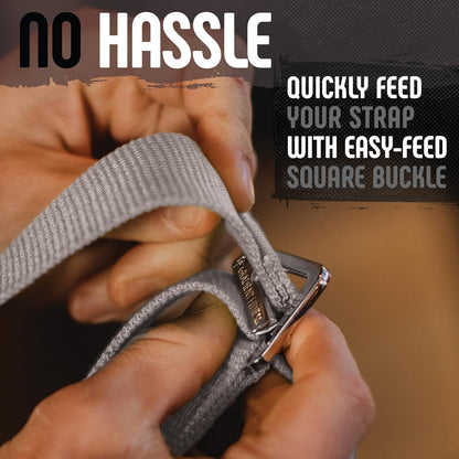 Yoga Strap, Friction-Less Easy-Feed Buckle, Super Soft Cotton/Polyester Blend Webbing, Free eGuide. (8 Feet)