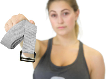 Yoga Strap, Friction-Less Easy-Feed Buckle, Super Soft Cotton/Polyester Blend Webbing, Free eGuide. (8 Feet)