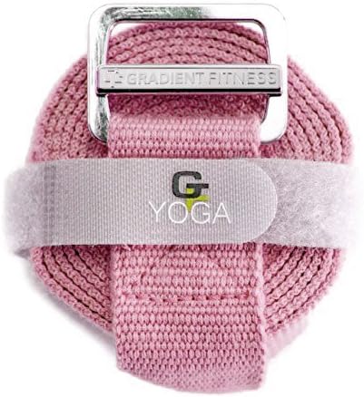 Yoga Strap, Friction-Less Easy-Feed Buckle, Super Soft Cotton/Polyester Blend Webbing, Free eGuide. (8 Feet)
