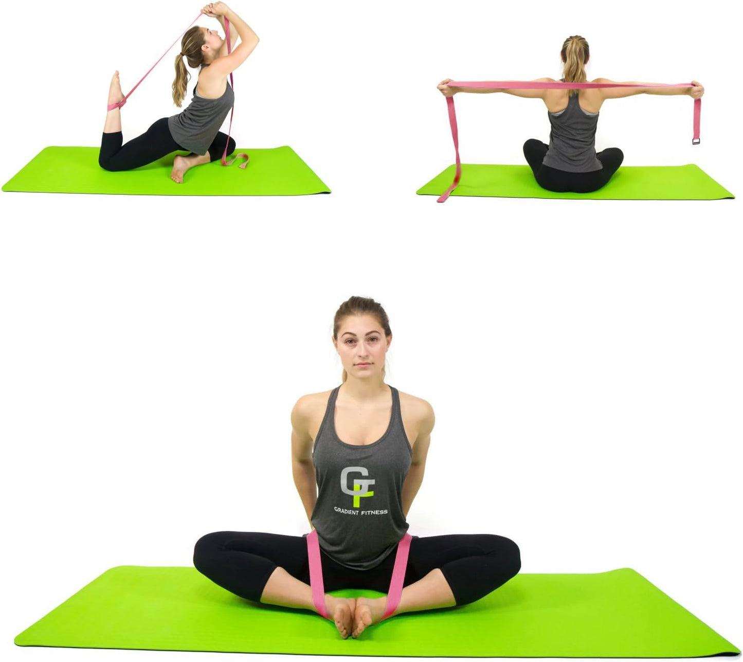 Yoga Strap, Friction-Less Easy-Feed Buckle, Super Soft Cotton/Polyester Blend Webbing, Free eGuide. (8 Feet)