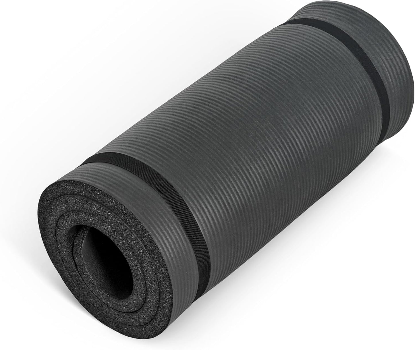 Barbell 1-Inch High Density Exercise Yoga Mat with Strap | Multiple Colors