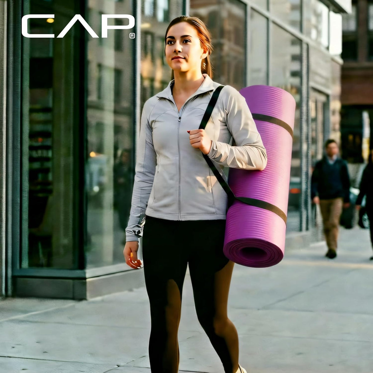 Barbell 1-Inch High Density Exercise Yoga Mat with Strap | Multiple Colors