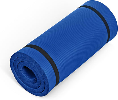 Barbell 1-Inch High Density Exercise Yoga Mat with Strap | Multiple Colors