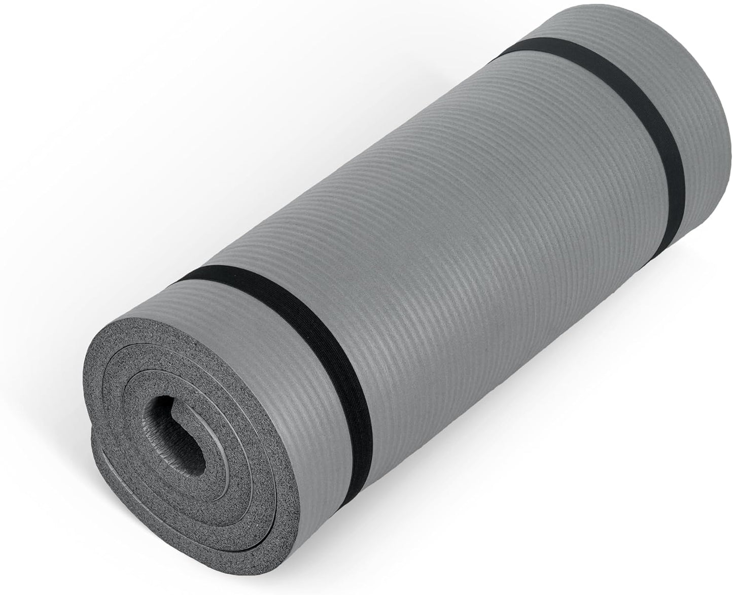 Barbell 1-Inch High Density Exercise Yoga Mat with Strap | Multiple Colors