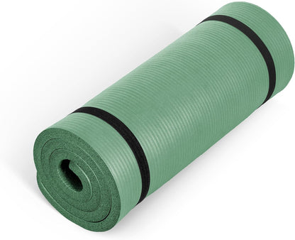 Barbell 1-Inch High Density Exercise Yoga Mat with Strap | Multiple Colors