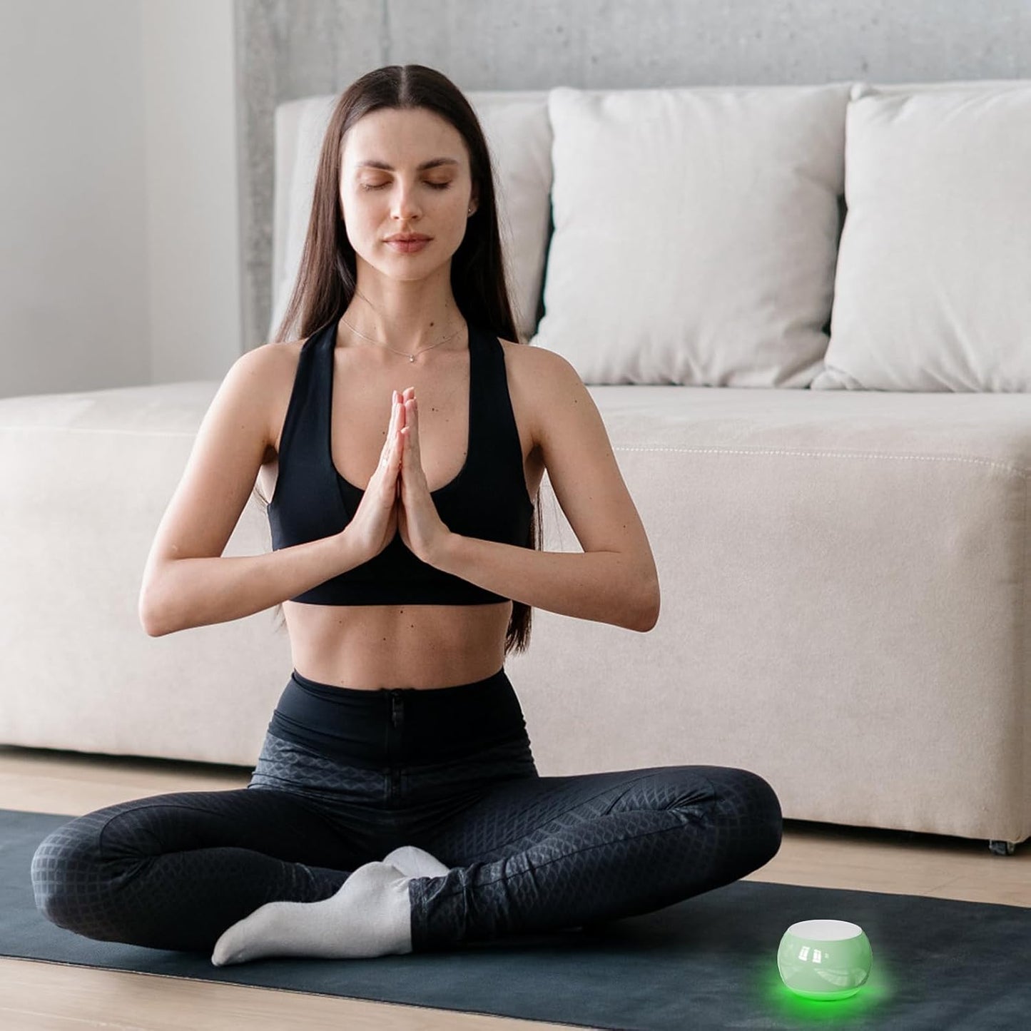 Soundary Ceramic Craft Bluetooth Speaker for Meditation & Yoga, Sound Therapy Machine for Stress Relief, Sleep Aid and Focus, Deep Bass, Louder Volume, Light Effect for Boxing Breathing (Purple)