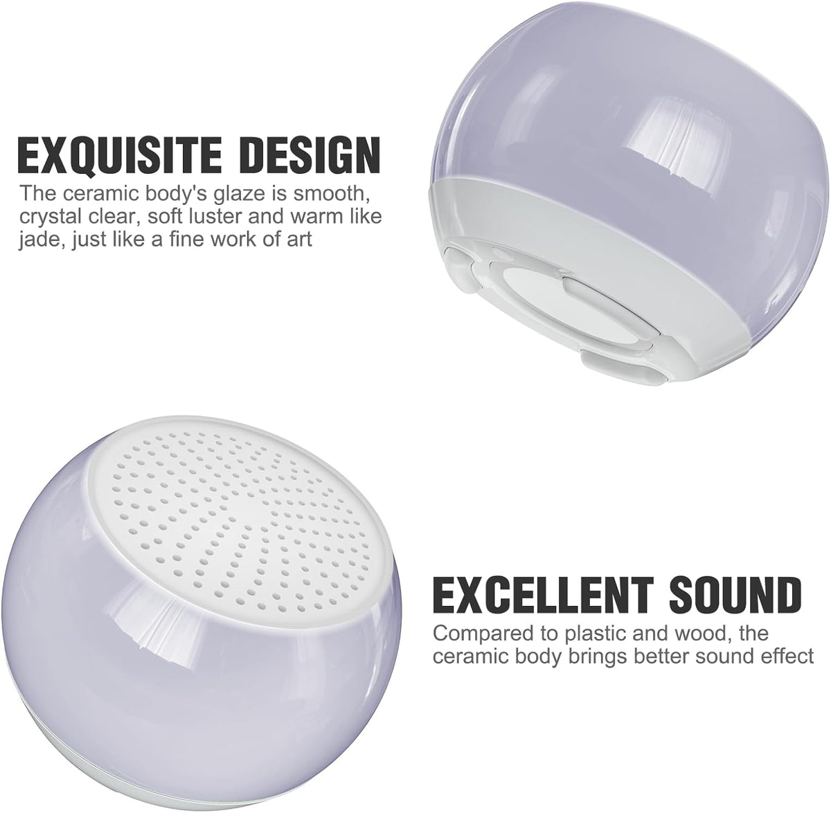 Soundary Ceramic Craft Bluetooth Speaker for Meditation & Yoga, Sound Therapy Machine for Stress Relief, Sleep Aid and Focus, Deep Bass, Louder Volume, Light Effect for Boxing Breathing (Purple)