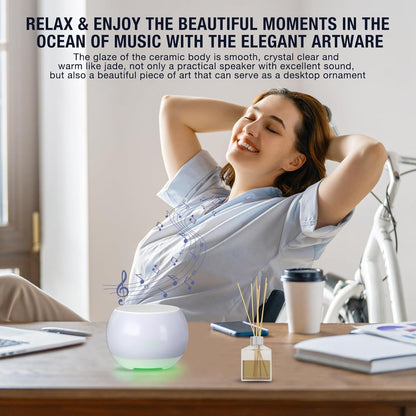 Soundary Ceramic Craft Bluetooth Speaker for Meditation & Yoga, Sound Therapy Machine for Stress Relief, Sleep Aid and Focus, Deep Bass, Louder Volume, Light Effect for Boxing Breathing (Purple)