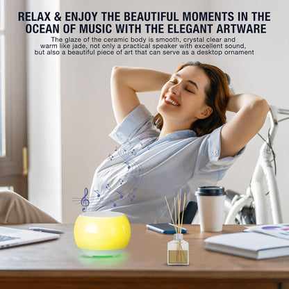 Soundary Ceramic Craft Bluetooth Speaker for Meditation & Yoga, Sound Therapy Machine for Stress Relief, Sleep Aid and Focus, Deep Bass, Louder Volume, Light Effect for Boxing Breathing (Purple)