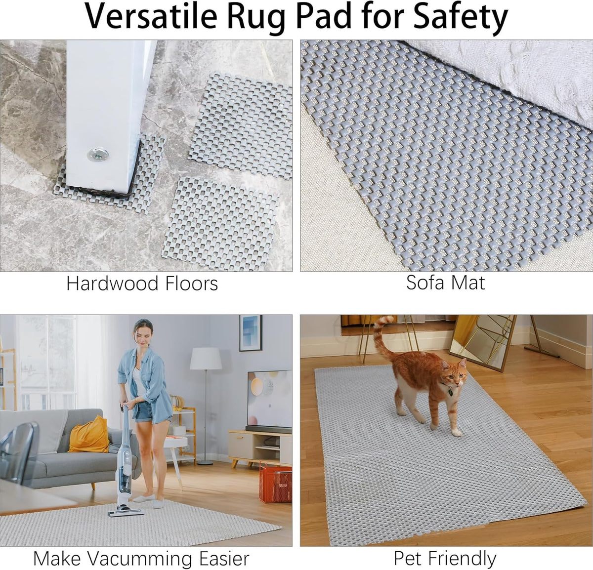 Non-Slip Mat Area Rug Pad Anti Slip Gripper Roll Rubber Matting Waterproof Floor Mat PVC Shelf Drawer Liner for Home, Office, Cars, Caravans (Gray, 30 x 200 cm)