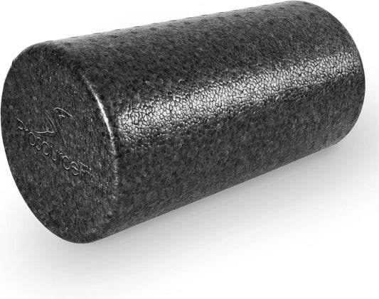 High Density Foam Rollers 12 - inches long, Firm Full Body Athletic Massage Tool for Back Stretching, Yoga, Pilates, Post Workout Muscle Recuperation, Black/Blue