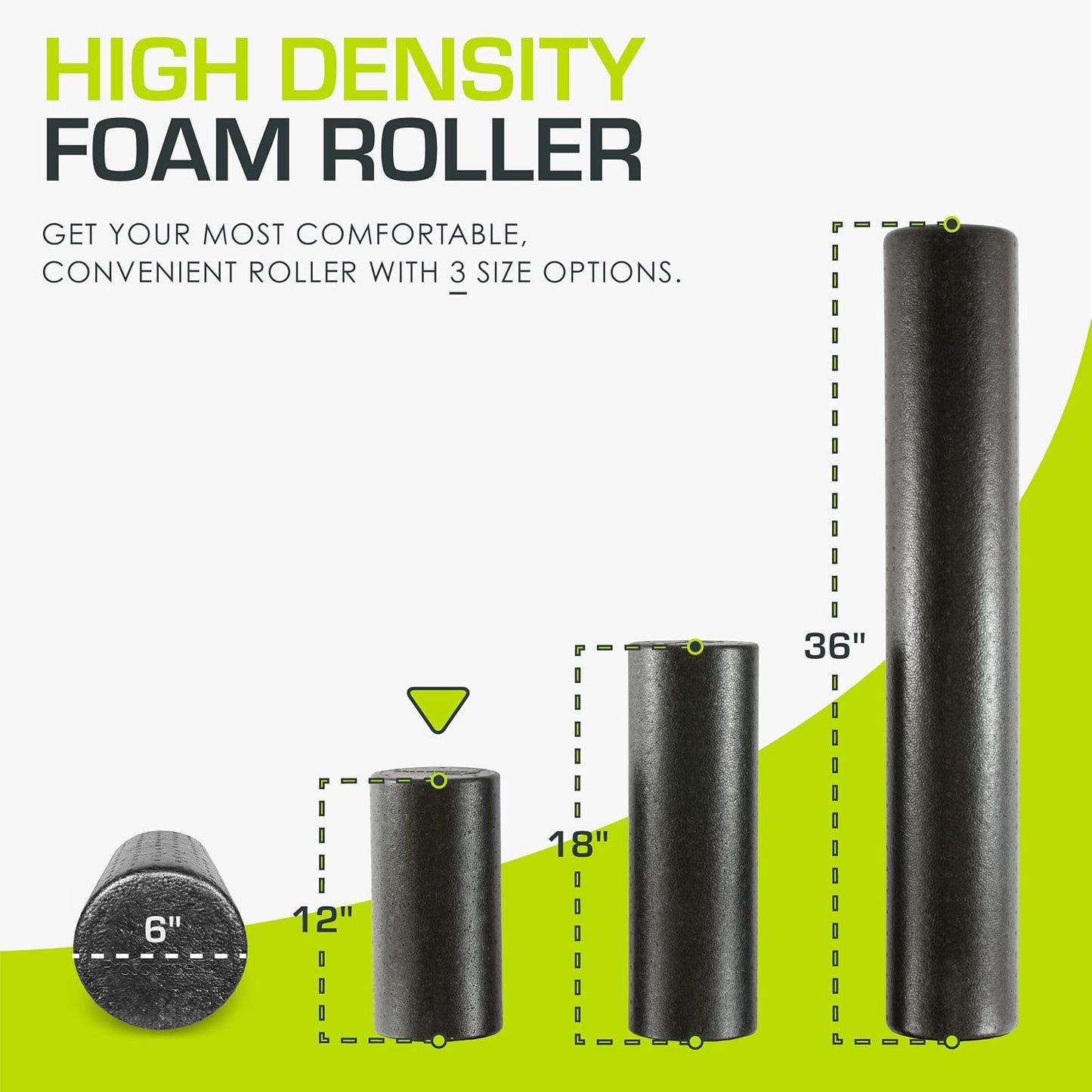 High Density Foam Rollers 12 - inches long, Firm Full Body Athletic Massage Tool for Back Stretching, Yoga, Pilates, Post Workout Muscle Recuperation, Black/Blue