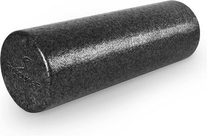 High Density Foam Rollers 12 - inches long, Firm Full Body Athletic Massage Tool for Back Stretching, Yoga, Pilates, Post Workout Muscle Recuperation, Black/Blue