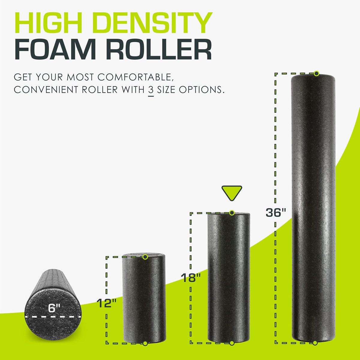 High Density Foam Rollers 12 - inches long, Firm Full Body Athletic Massage Tool for Back Stretching, Yoga, Pilates, Post Workout Muscle Recuperation, Black/Blue