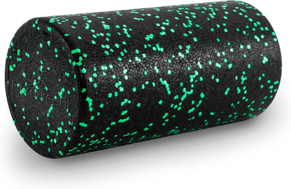 High Density Foam Rollers 12 - inches long, Firm Full Body Athletic Massage Tool for Back Stretching, Yoga, Pilates, Post Workout Muscle Recuperation, Black/Blue
