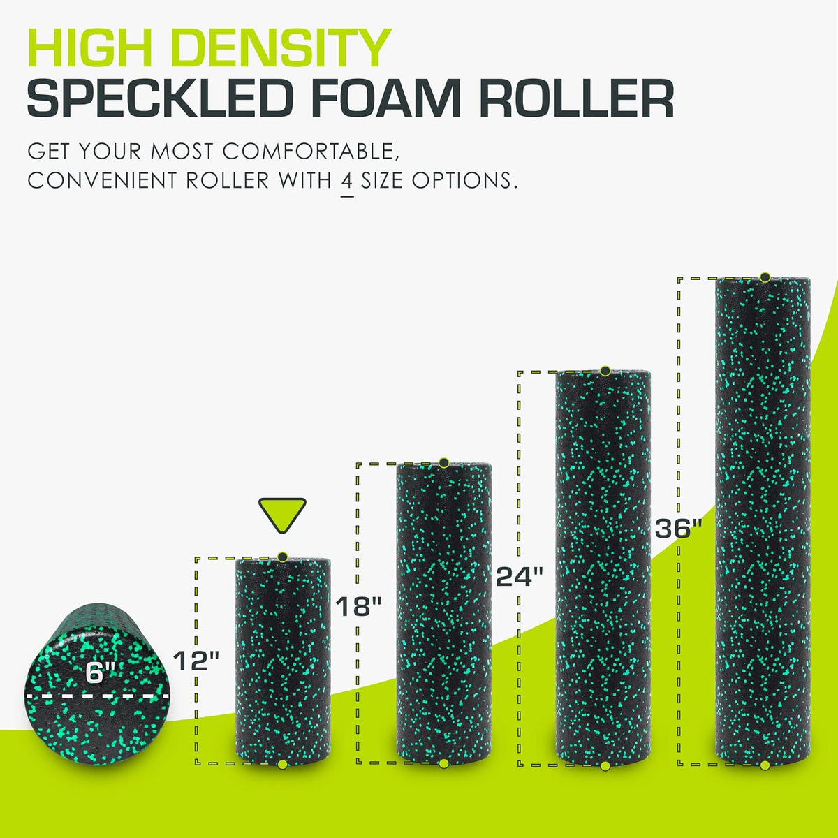 High Density Foam Rollers 12 - inches long, Firm Full Body Athletic Massage Tool for Back Stretching, Yoga, Pilates, Post Workout Muscle Recuperation, Black/Blue