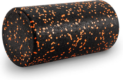 High Density Foam Rollers 12 - inches long, Firm Full Body Athletic Massage Tool for Back Stretching, Yoga, Pilates, Post Workout Muscle Recuperation, Black/Blue