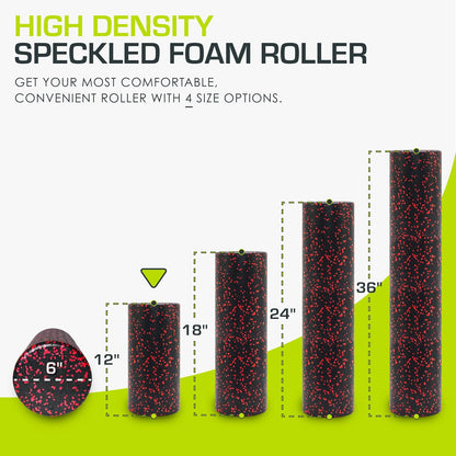 High Density Foam Rollers 12 - inches long, Firm Full Body Athletic Massage Tool for Back Stretching, Yoga, Pilates, Post Workout Muscle Recuperation, Black/Blue