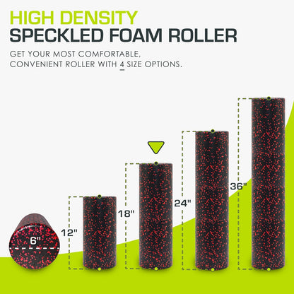 High Density Foam Rollers 12 - inches long, Firm Full Body Athletic Massage Tool for Back Stretching, Yoga, Pilates, Post Workout Muscle Recuperation, Black/Blue