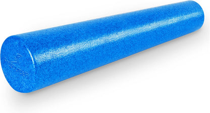 High Density Foam Rollers 12 - inches long, Firm Full Body Athletic Massage Tool for Back Stretching, Yoga, Pilates, Post Workout Muscle Recuperation, Black/Blue