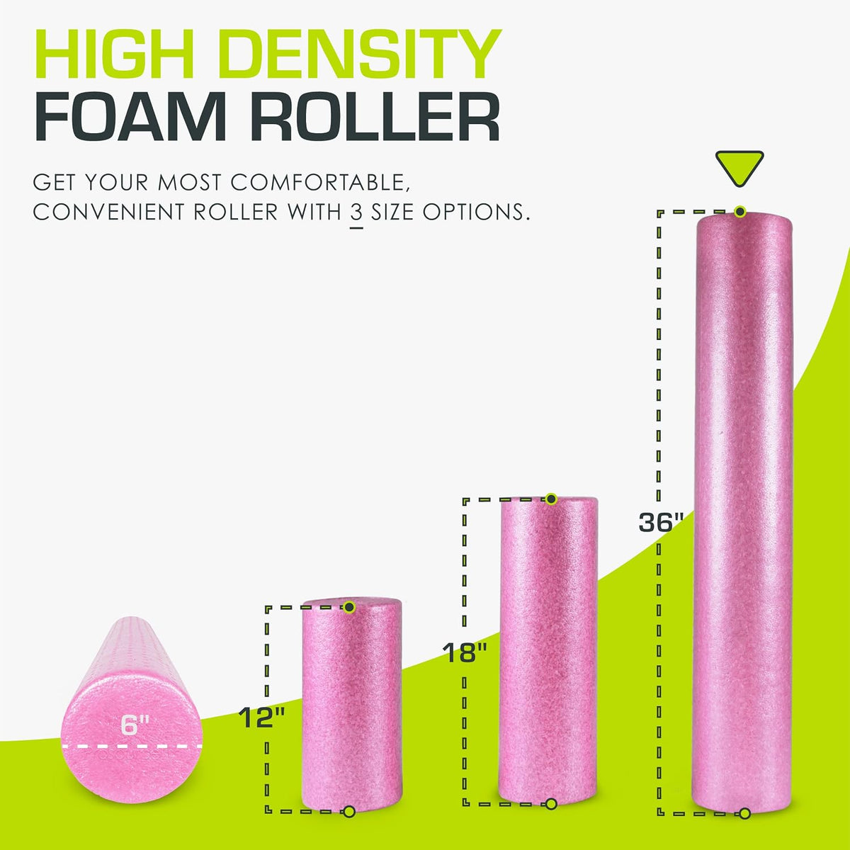 High Density Foam Rollers 12 - inches long, Firm Full Body Athletic Massage Tool for Back Stretching, Yoga, Pilates, Post Workout Muscle Recuperation, Black/Blue