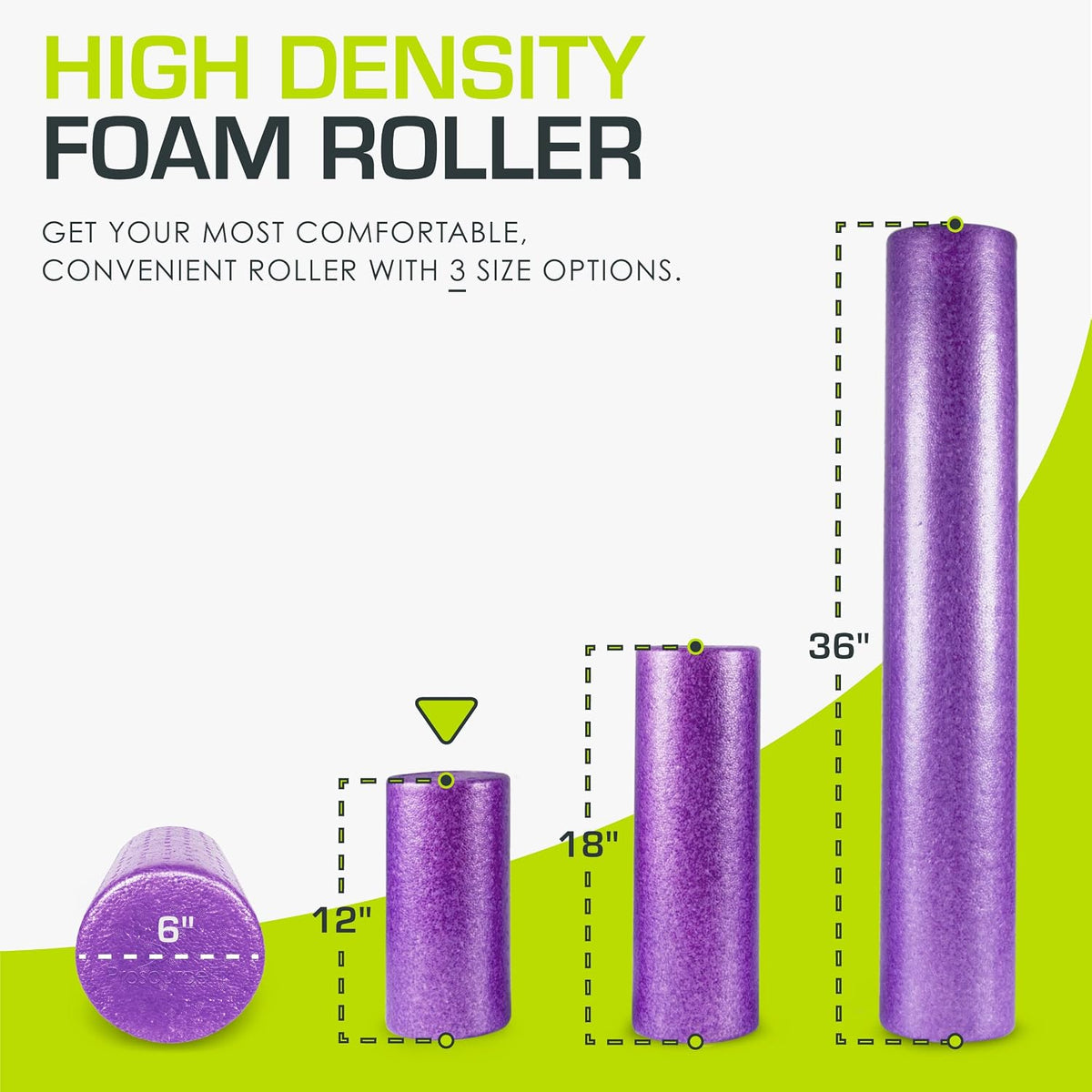 High Density Foam Rollers 12 - inches long, Firm Full Body Athletic Massage Tool for Back Stretching, Yoga, Pilates, Post Workout Muscle Recuperation, Black/Blue