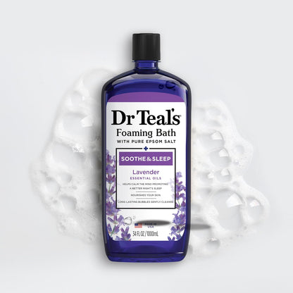 Foaming Bath with Pure Epsom Salt, Soothe & Sleep with Lavender, 34 fl oz (Pack of 4)