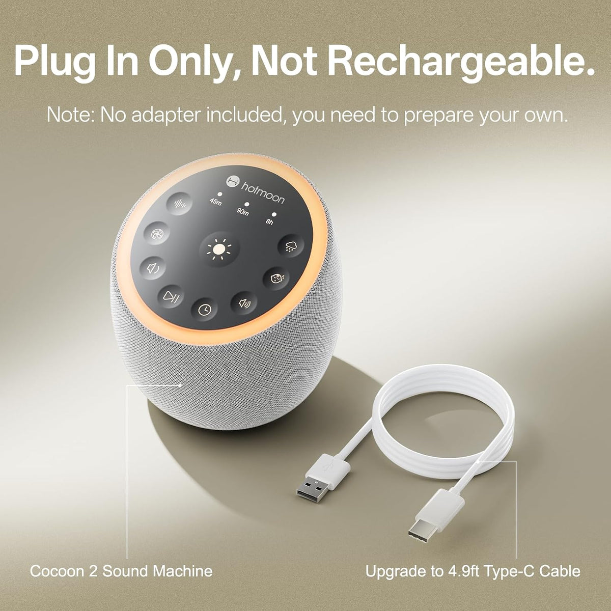 Sound Machine for Sleep, Cocoon 2, 40 Sounds, Dual-Speaker, Plug in