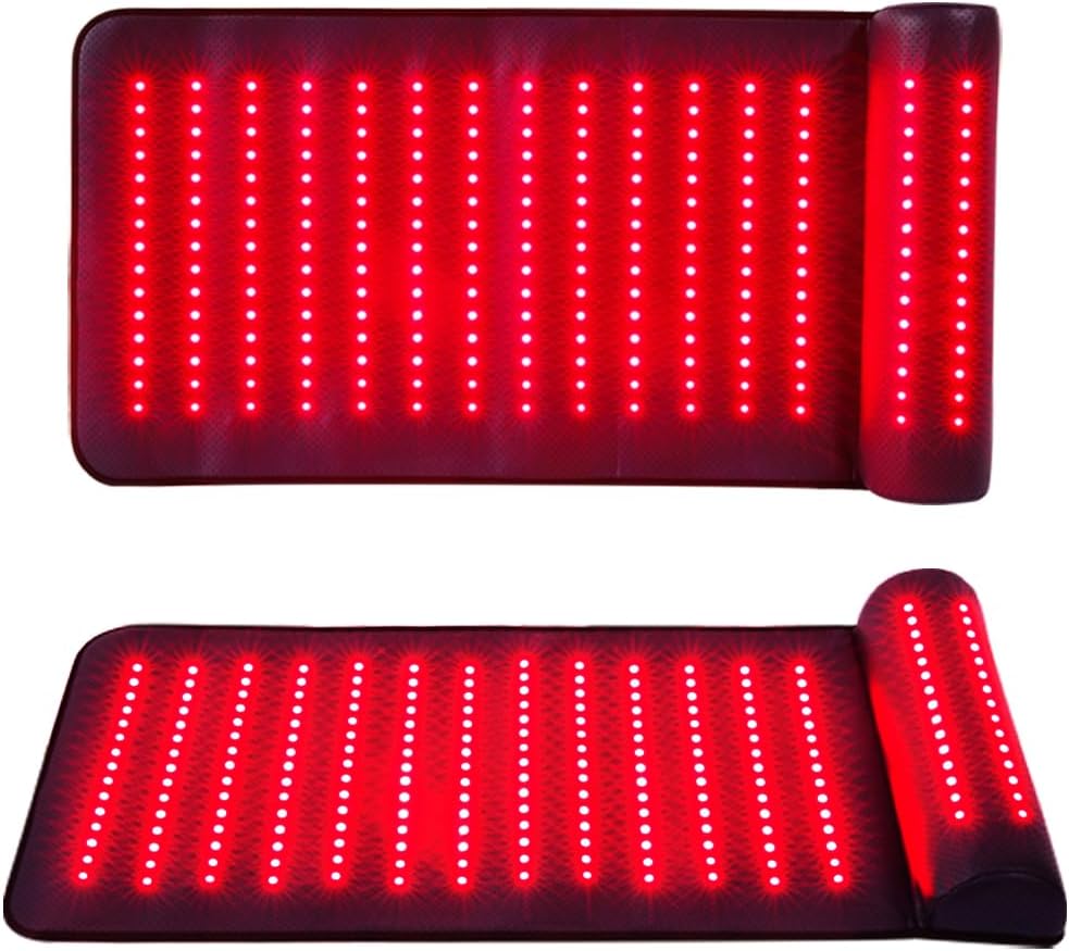 Infrared Red Light Therapy, Red Light Therapy Mat with Neck Support, 660nm&850nm NIR Deep Wavelength Blanket Pad for Back Belly Knee Shoulder HIPS Body Pain Relief