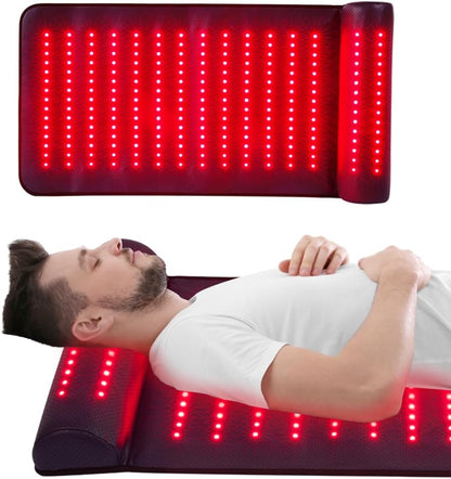Infrared Red Light Therapy, Red Light Therapy Mat with Neck Support, 660nm&850nm NIR Deep Wavelength Blanket Pad for Back Belly Knee Shoulder HIPS Body Pain Relief