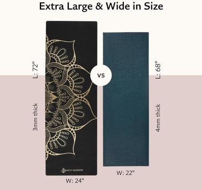 Cork Yoga Mat - Artist Designed, Premium Printed Eco-Friendly Non-Slip mat, Great for Regular & Hot Yoga, Pilates, Workouts 72 inch x 24 inch x 3mm Thick