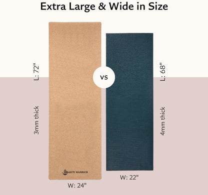 Cork Yoga Mat - Artist Designed, Premium Printed Eco-Friendly Non-Slip mat, Great for Regular & Hot Yoga, Pilates, Workouts 72 inch x 24 inch x 3mm Thick