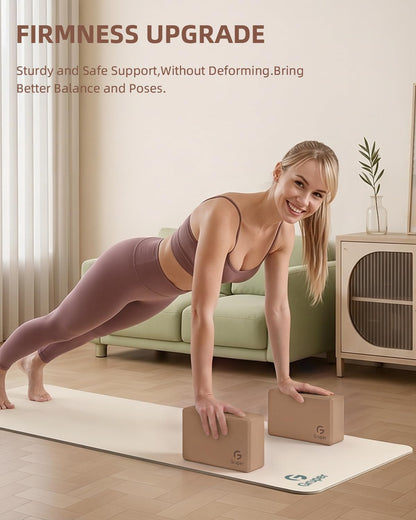 Yoga Blocks 2 Pack, 9"x6"x3" Exercise Blocks High-Density EVA Foam Blocks with Soft Non-Slip Surface, Lightweight Yoga Props for Yoga Pilates Meditation & Stretching