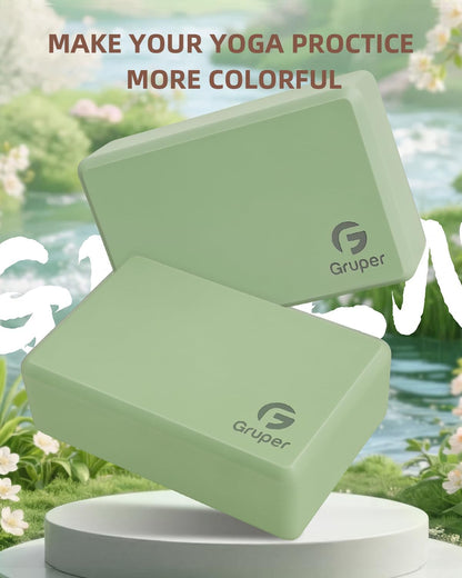 Yoga Blocks 2 Pack, 9"x6"x3" Exercise Blocks High-Density EVA Foam Blocks with Soft Non-Slip Surface, Lightweight Yoga Props for Yoga Pilates Meditation & Stretching