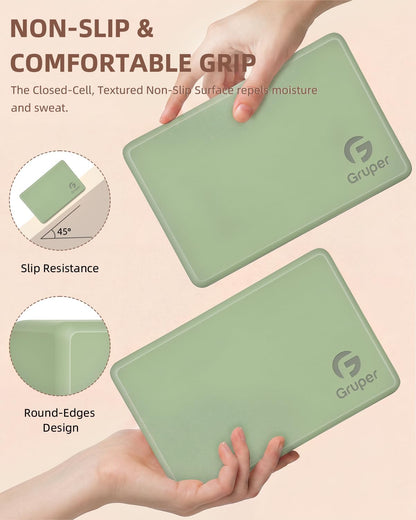 Yoga Blocks 2 Pack, 9"x6"x3" Exercise Blocks High-Density EVA Foam Blocks with Soft Non-Slip Surface, Lightweight Yoga Props for Yoga Pilates Meditation & Stretching