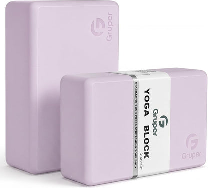 Yoga Blocks 2 Pack, 9"x6"x3" Exercise Blocks High-Density EVA Foam Blocks with Soft Non-Slip Surface, Lightweight Yoga Props for Yoga Pilates Meditation & Stretching
