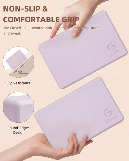 Yoga Blocks 2 Pack, 9"x6"x3" Exercise Blocks High-Density EVA Foam Blocks with Soft Non-Slip Surface, Lightweight Yoga Props for Yoga Pilates Meditation & Stretching