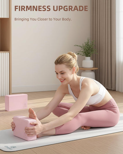Yoga Blocks 2 Pack, 9"x6"x3" Exercise Blocks High-Density EVA Foam Blocks with Soft Non-Slip Surface, Lightweight Yoga Props for Yoga Pilates Meditation & Stretching