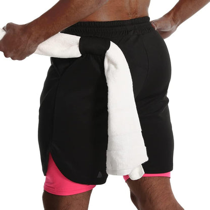 JWJ Mens 2 in 1 Running Shorts Quick Dry Gym Athletic Workout Clothes with Side Pockets